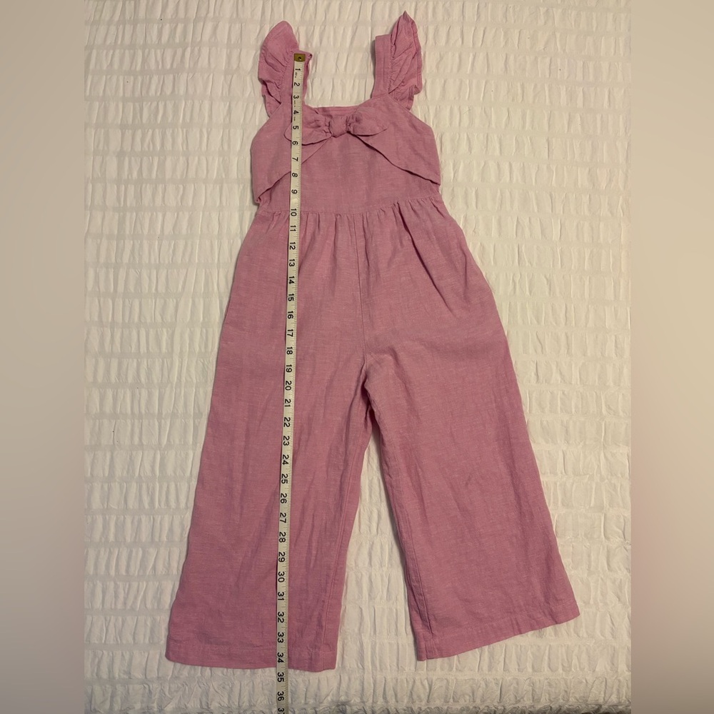 Girls Mayoral Linen Romper with Bow Detail